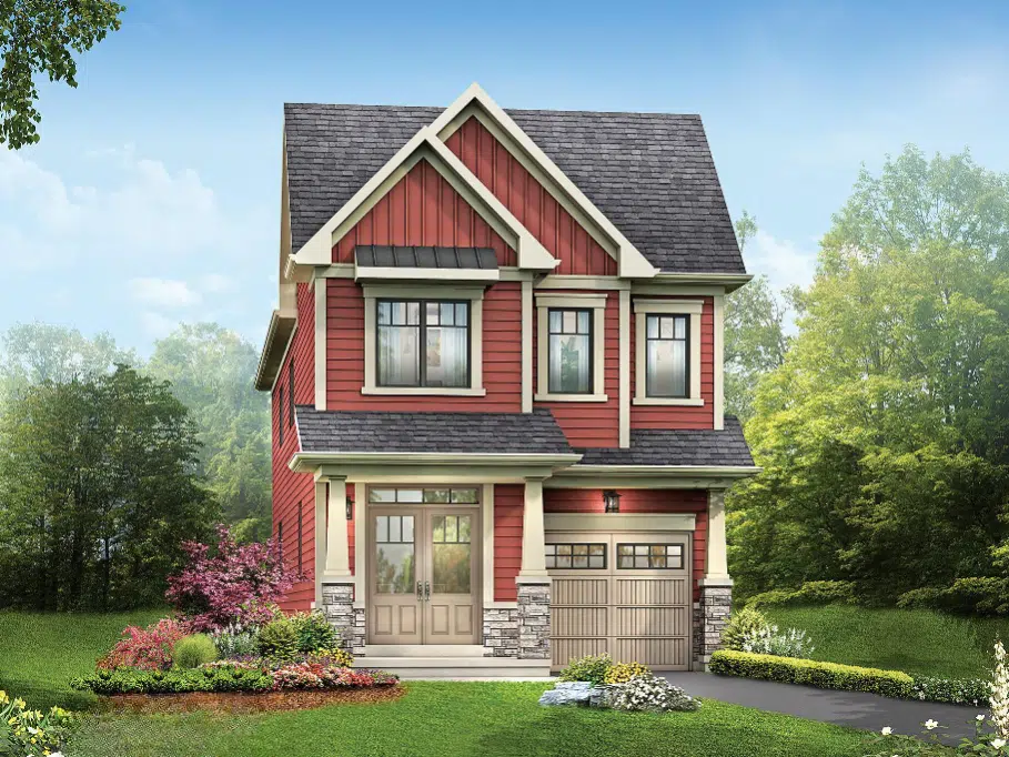 Empire Wyndfield home rendering — craftsman red elevation
